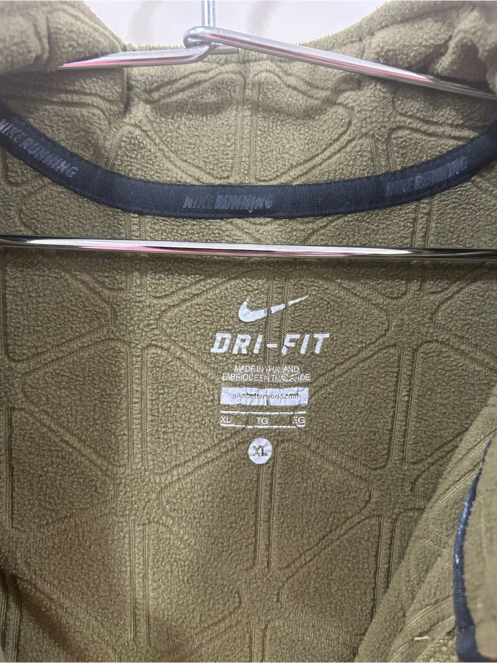 Nike Running Dri-FIT Men's XL Olive Green Geometric Fleece 1/4 Zip Pullover